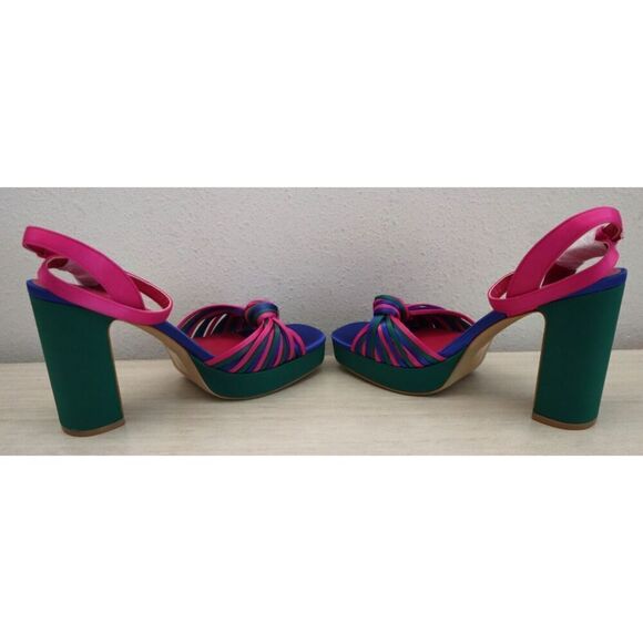 Sun Gurg Women's Sz 8 Hot Pink Open Toe Ankle Strap Platform Chunky Heel Sandals - Picture 9 of 12